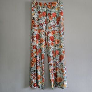 Zara Floral Print Wide Leg Palazzo Pants, Large